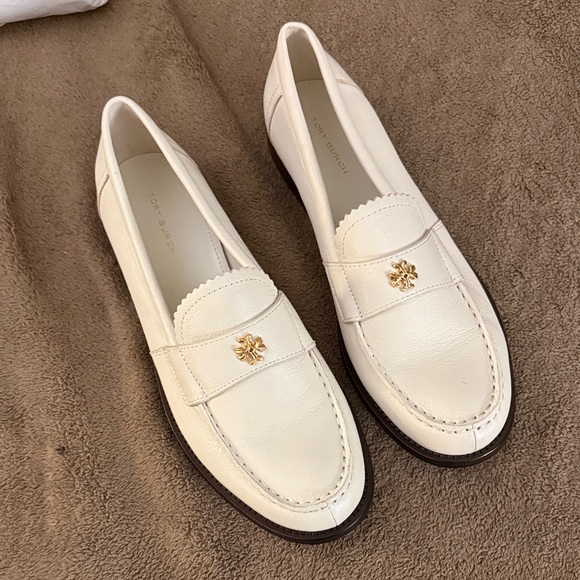 Tory Burch Shoes - Tory Burch Ivory Loafers with Gold Accent